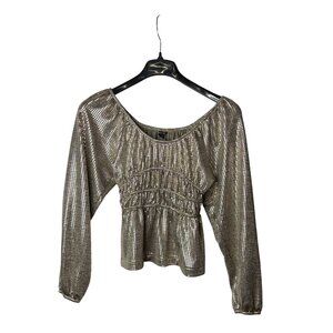 Cache Blouse Top Size XXS Metallic Gold Smocked